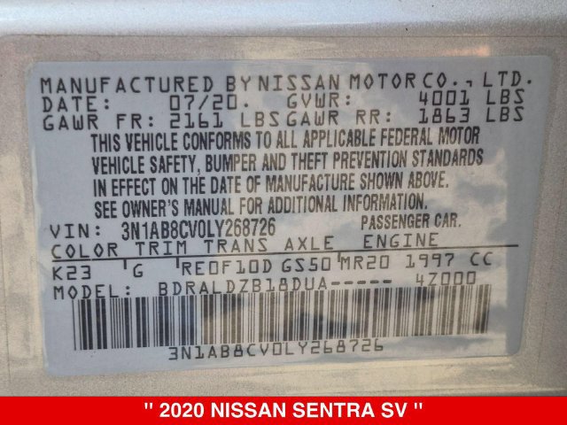 Certified 2020 Nissan Sentra SV FWD image 41