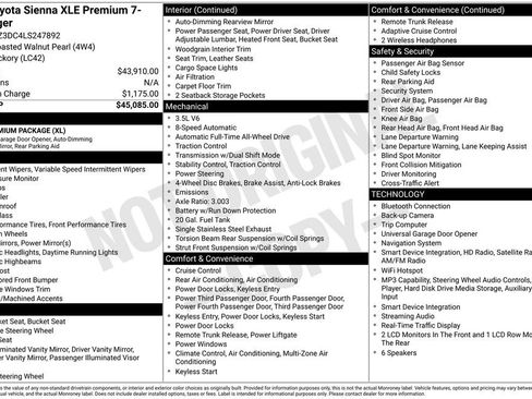 Used 2020 Toyota Sienna XLE Premium AWD/4WD image 13