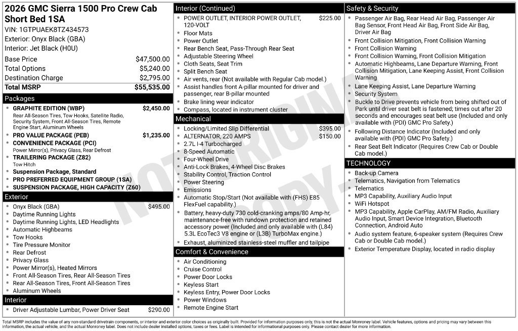 New 2026 GMC Sierra 1500 Pro w/ Graphite Edition AWD/4WD image 5