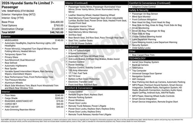 Certified 2026 Hyundai Santa Fe Limited AWD/4WD image 35