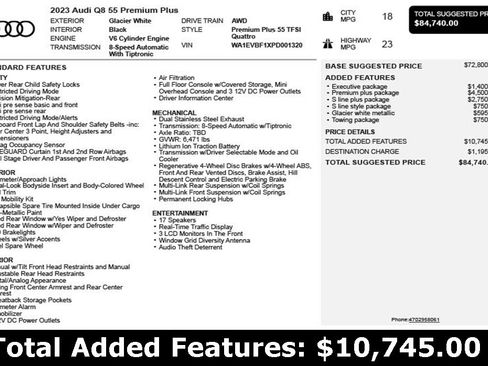 Used 2023 Audi Q8 Premium Plus w/ Premium Plus Package image 3