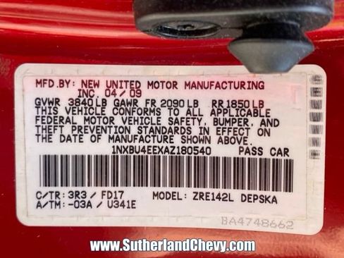 Used 2010 Toyota Corolla S w/ S EVP Pkg #3 FWD image 33