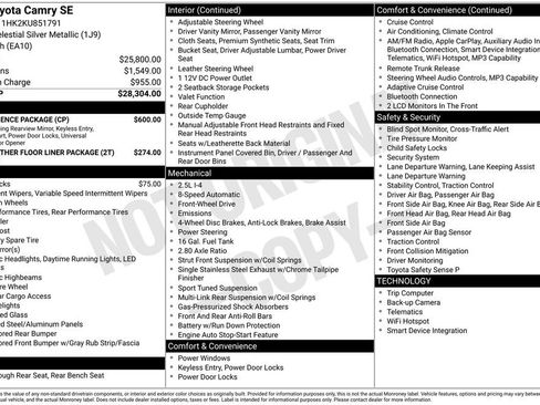 Used 2019 Toyota Camry SE w/ Convenience Package FWD image 35