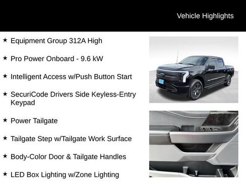 Certified 2023 Ford F150 Lightning XLT w/ Equipment Group 312A High image 7