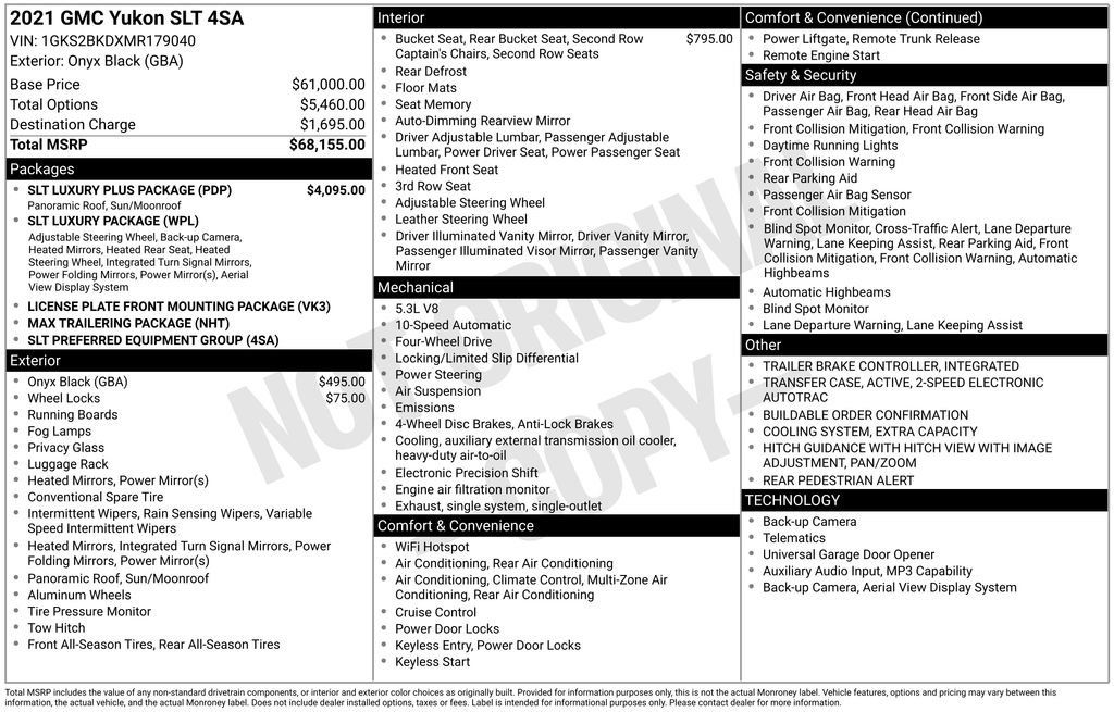 Used 2021 GMC Yukon SLT w/ SLT Luxury Plus Package AWD/4WD image 38