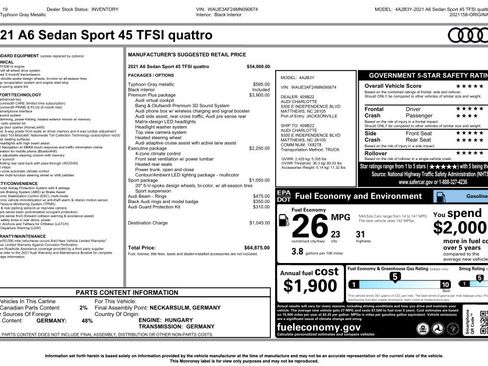 Used 2021 Audi A6 Premium Plus w/ Premium Plus Package image 2