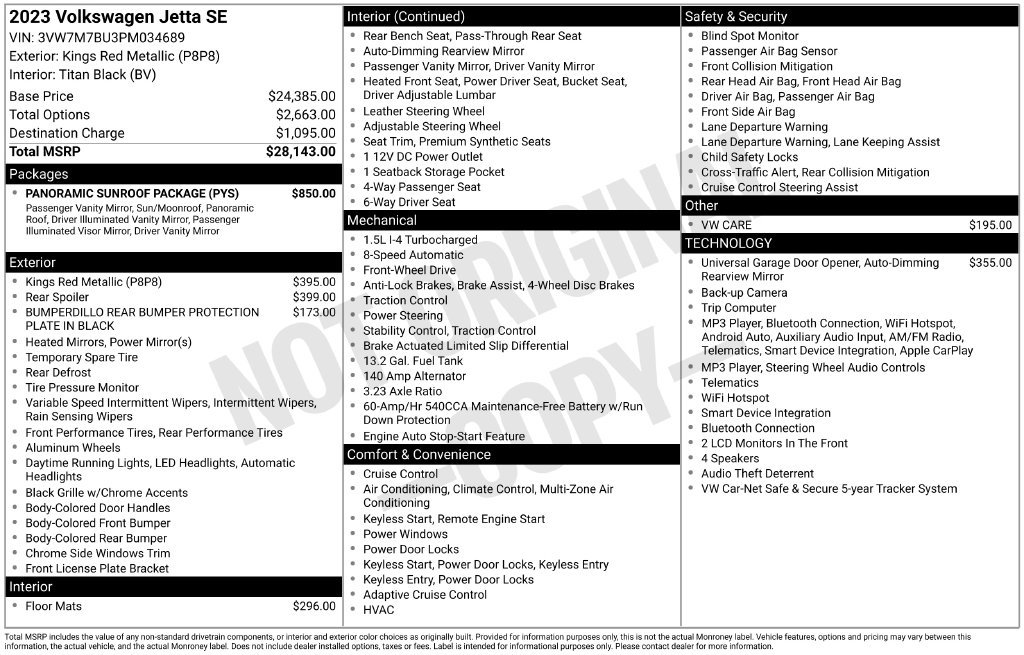 Used 2023 Volkswagen Jetta SE w/ Panoramic Sunroof Package FWD image 31