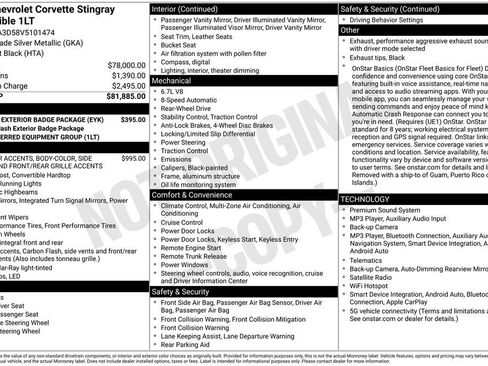 New 2027 Chevrolet Corvette Stingray Convertible w/ Chrome Exterior Badge Package RWD image 4