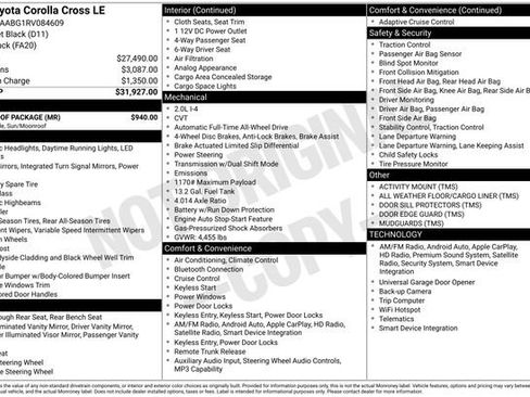Certified 2024 Toyota Corolla Cross LE w/ Moonroof Package AWD/4WD image 23