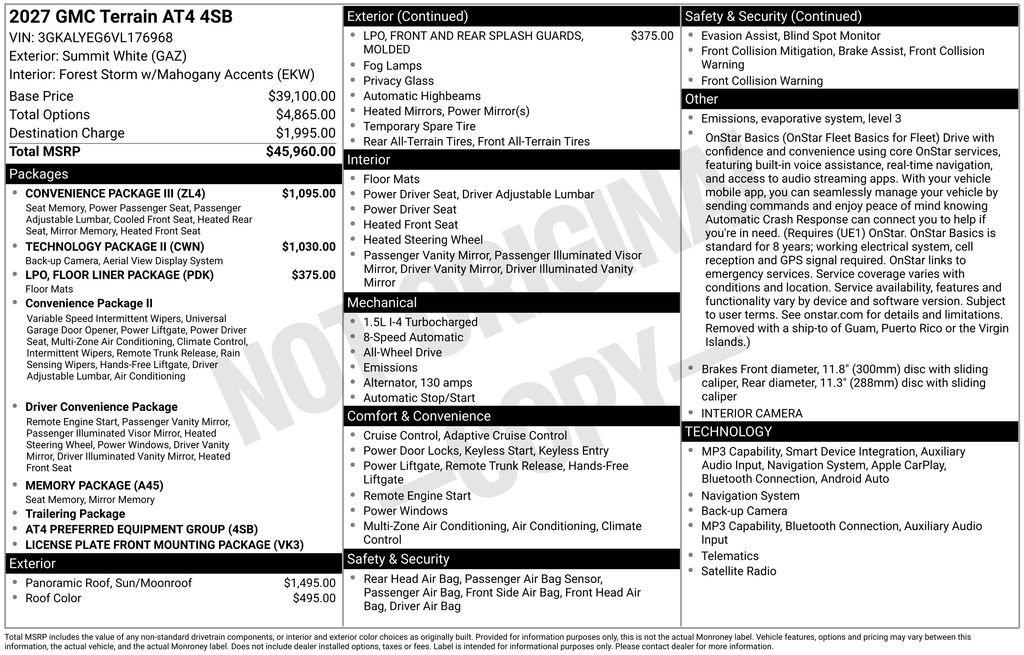 New 2027 GMC Terrain AT4 w/ Convenience Package III AWD/4WD image 6