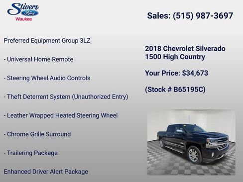 Used 2018 Chevrolet Silverado 1500 High Country AWD/4WD image 34
