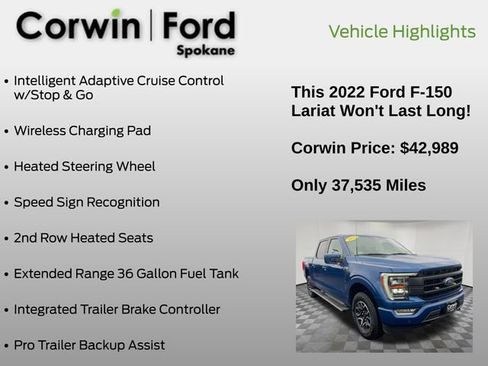 Used 2022 Ford F150 Lariat w/ Equipment Group 502A High image 37