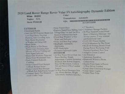 Used 2020 Land Rover Range Rover Velar SV Autobiography Dynamic