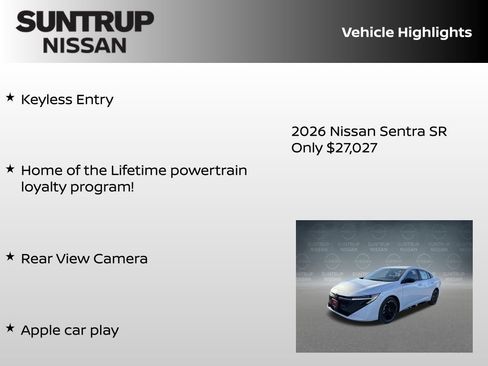 New 2026 Nissan Sentra SR w/ SR All Weather Package FWD image 8