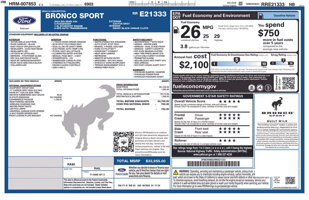 Used 2024 Ford Bronco Sport Big Bend w/ Convenience Package AWD/4WD image 11