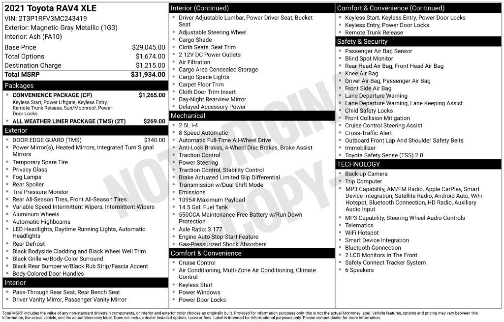 Certified 2021 Toyota RAV4 XLE w/ Convenience Package AWD/4WD image 4