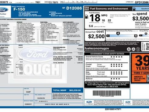 Used 2016 Ford F150 Platinum w/ Equipment Group 701A Luxury AWD/4WD image 2