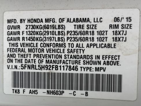 Used 2015 Honda Odyssey Touring image 15