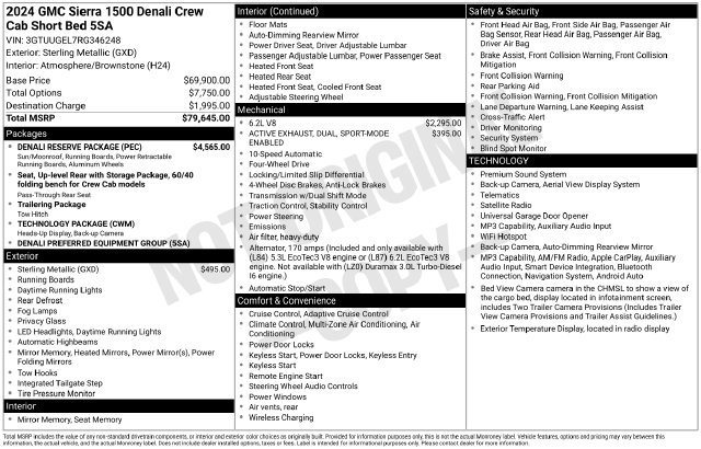 Used 2024 GMC Sierra 1500 Denali w/ Denali Reserve Package AWD/4WD image 1