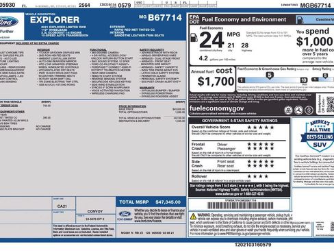 Certified 2021 Ford Explorer Limited w/ Equipment Group 301A RWD image 33