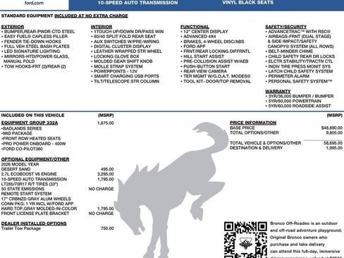 New 2026 Ford Bronco Badlands AWD/4WD image 2
