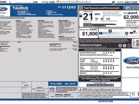 Used 2019 Ford Taurus Limited FWD image 11