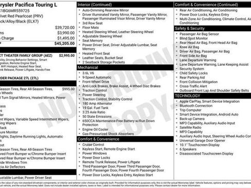 Certified 2021 Chrysler Pacifica Touring-L w/ Uconnect Theater Family Group FWD image 8