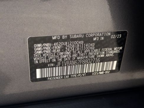 Certified 2023 Subaru WRX Limited AWD/4WD image 38
