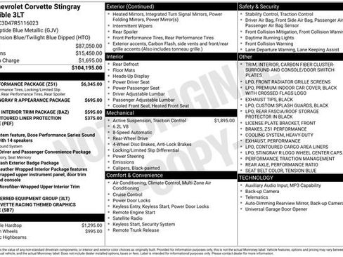 Used 2024 Chevrolet Corvette Stingray Premium Conv w/ Z51 Performance Package RWD image 3