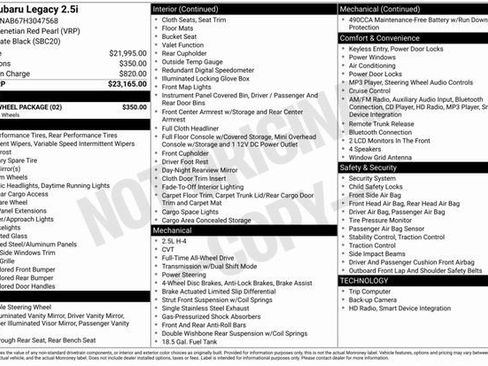 Used 2017 Subaru Legacy 2.5i w/ Alloy Wheel Package image 3