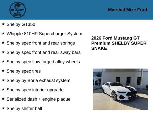 New 2026 Ford Mustang GT Premium w/ GT Performance Package RWD image 2