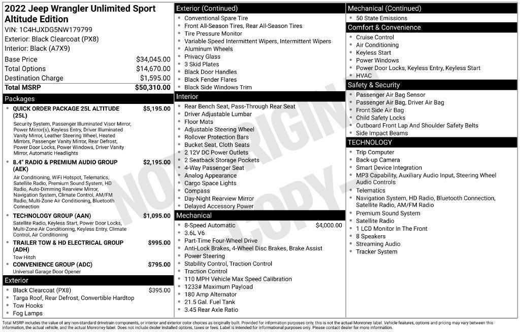 Certified 2022 Jeep Wrangler Unlimited Sport AWD/4WD image 8