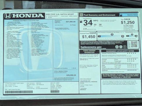 New 2026 Honda Civic Sport image 17