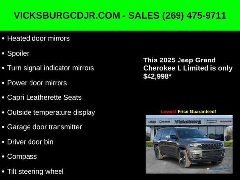 New 2025 Jeep Grand Cherokee L Limited w/ Black Appearance Package image 33