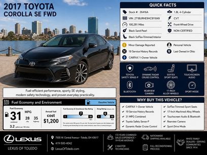 Used 2017 Toyota Corolla SE w/ Carpet Mat Package (TMS)