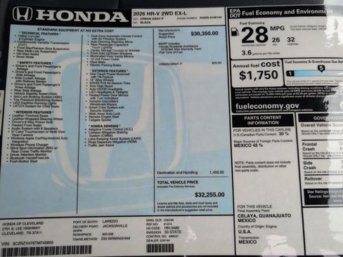 New 2026 Honda HR-V EX-L image 16