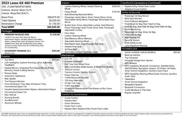 Used 2023 Lexus GX 460 Premium w/ Premium Package AWD/4WD image 36