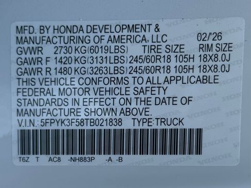 New 2026 Honda Ridgeline RTL image 22