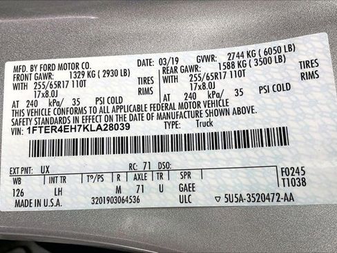 Used 2019 Ford Ranger XLT w/ Equipment Group 301A Mid image 34