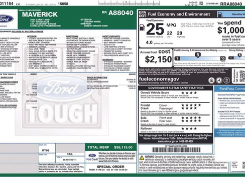 Used 2024 Ford Maverick Lariat w/ 4K Tow Package AWD/4WD image 33