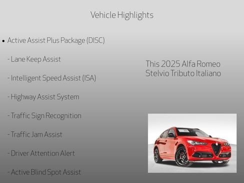 New 2025 Alfa Romeo Stelvio Tributo Italiano w/ Active Assist Plus Package image 5