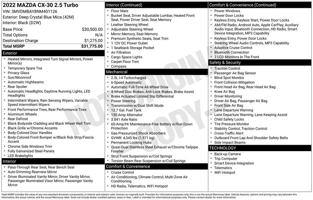 Certified 2022 MAZDA CX-30 AWD 2.5 Turbo S image 9