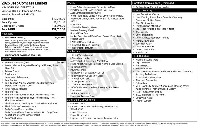 Used 2025 Jeep Compass Limited w/ Elite Group AWD/4WD image 2