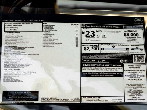 New 2026 Land Rover Range Rover Velar Dynamic SE image 32