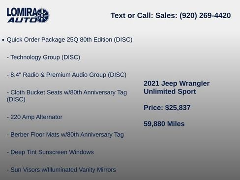 Used 2021 Jeep Wrangler Unlimited Sport AWD/4WD image 5