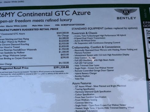 New 2026 Bentley Continental GTC AWD/4WD image 13