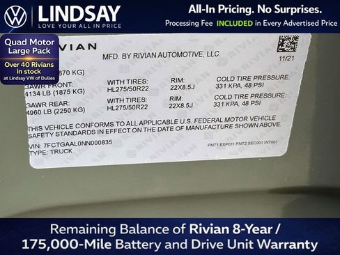 Used 2022 Rivian R1T Launch Edition AWD/4WD image 23