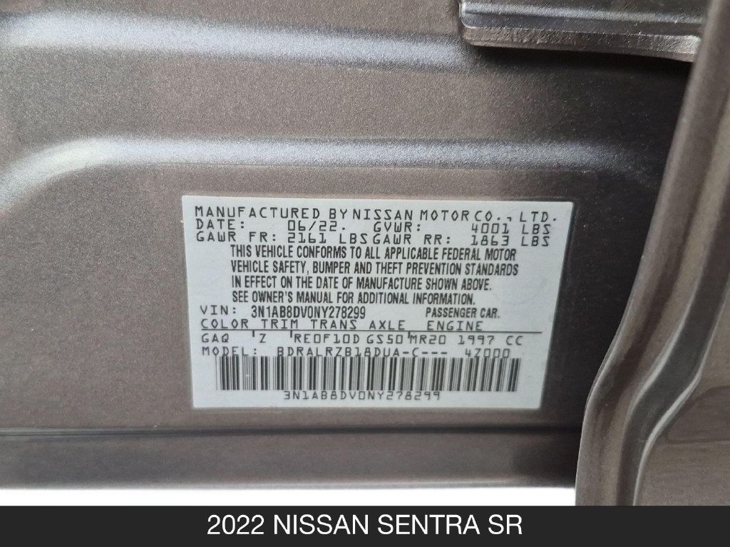 Used 2022 Nissan Sentra SR w/ Midnight Edition FWD image 24