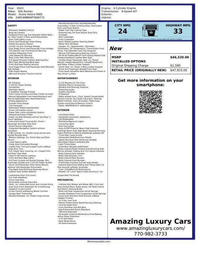 Used 2023 Alfa Romeo Giulia Veloce RWD image 23