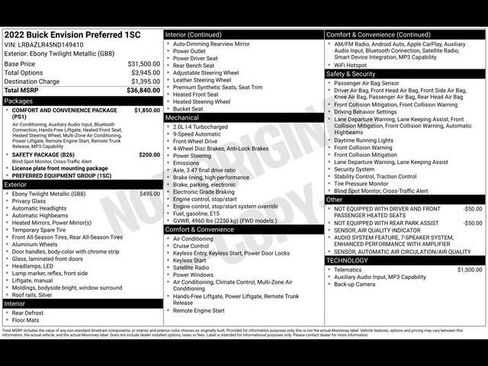 Certified 2022 Buick Envision Preferred FWD image 36